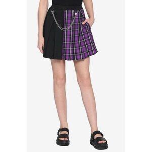 Hot Topic Split Plaid Mini Skirt  Punk Rock Grunge Black Purple SZ M
